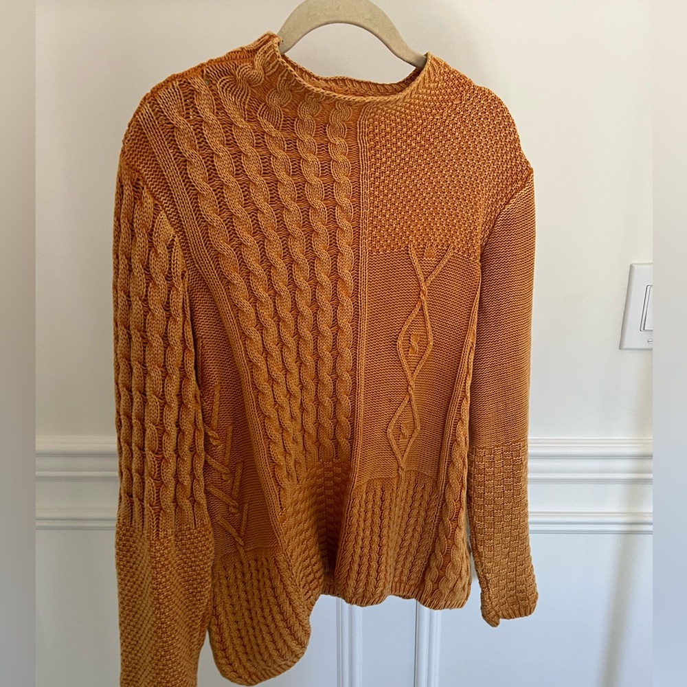 Tribal Jeans Chunky Cable Knit Sweater - Mustard